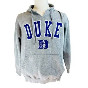 DUKE Blue Devils Spell Out Hoodie Sweatshirt Sz‎ XL Gray Basketball Logo Sewn On